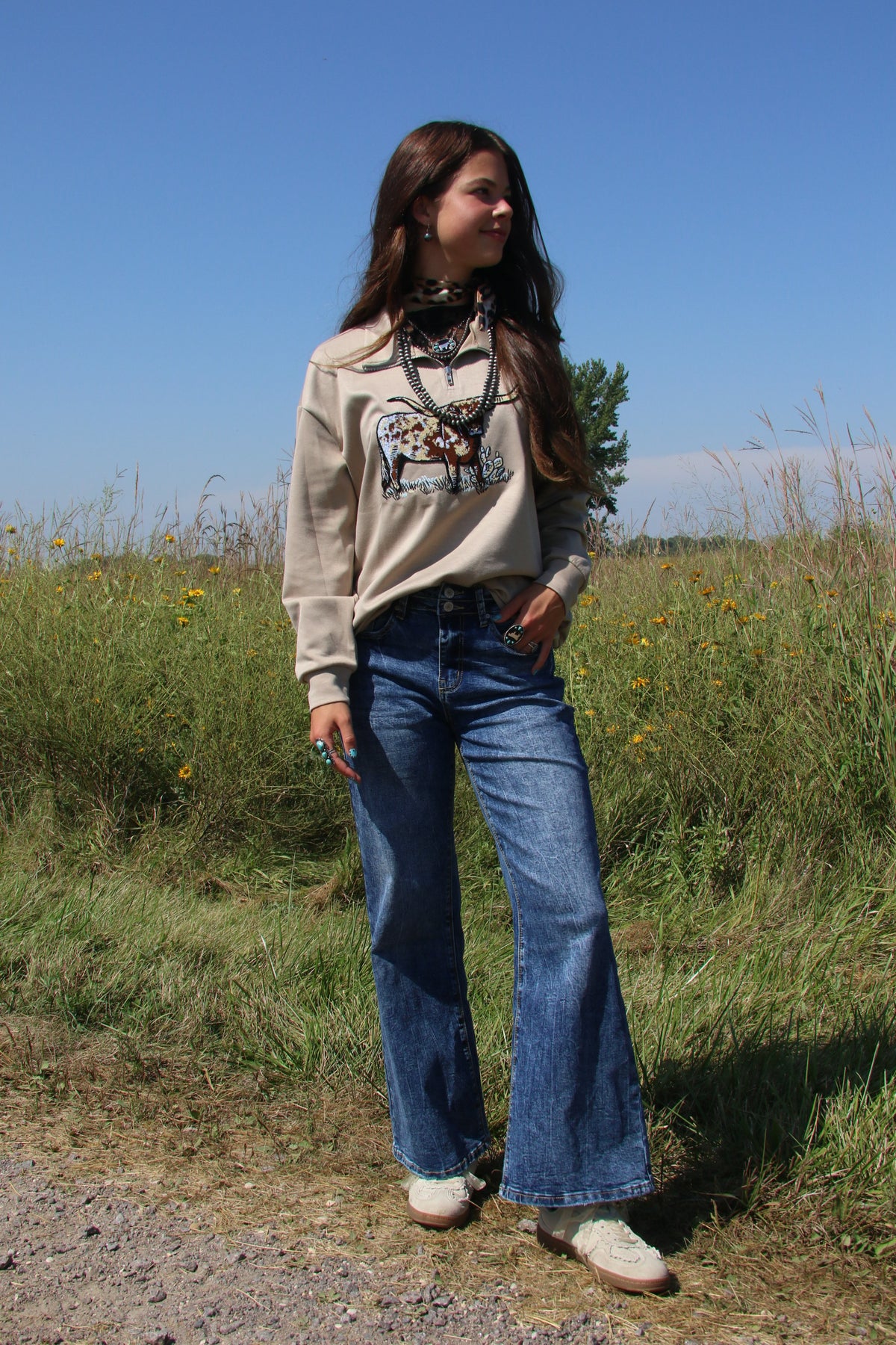 Tan Longhorn Pullover