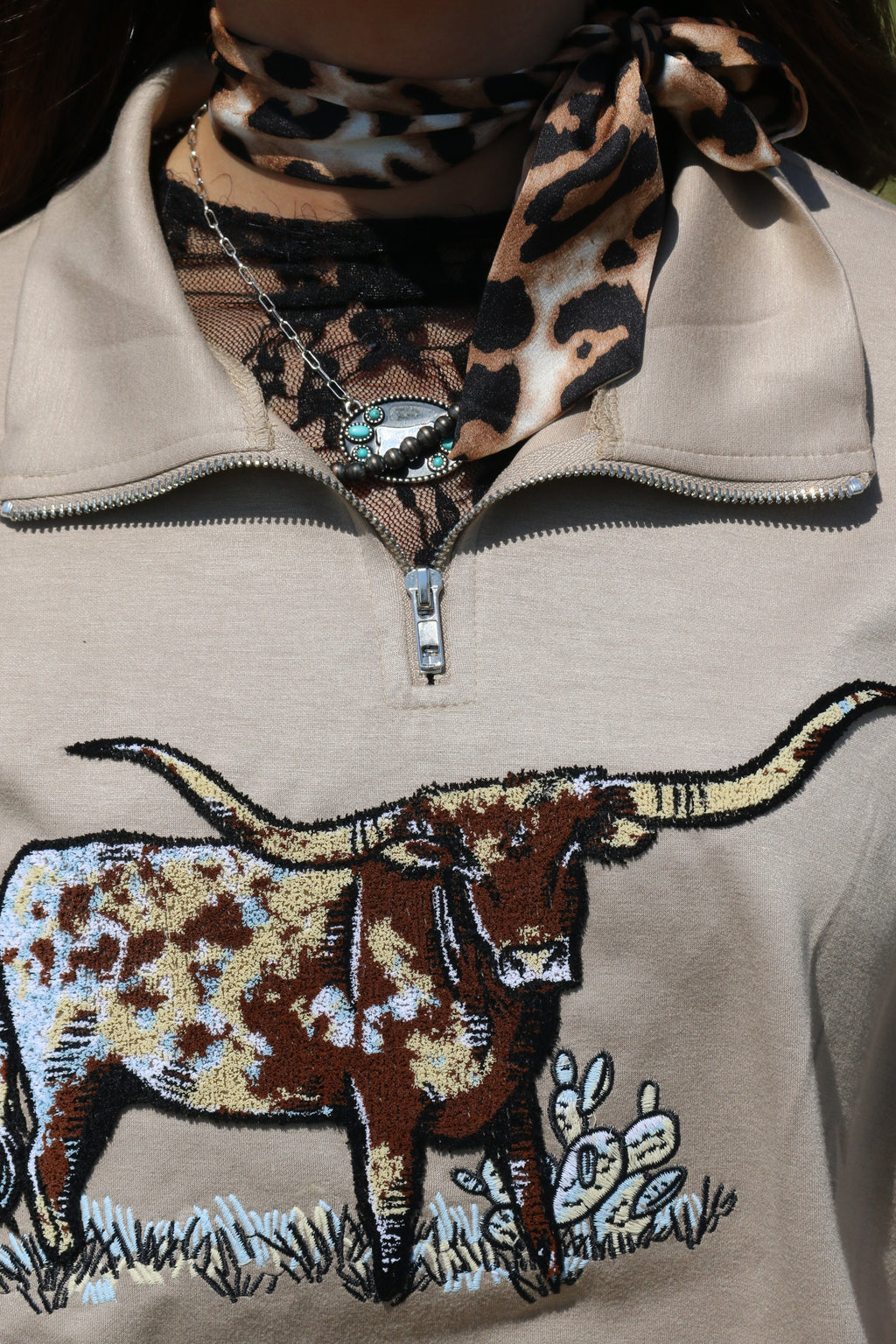 Tan Longhorn Pullover