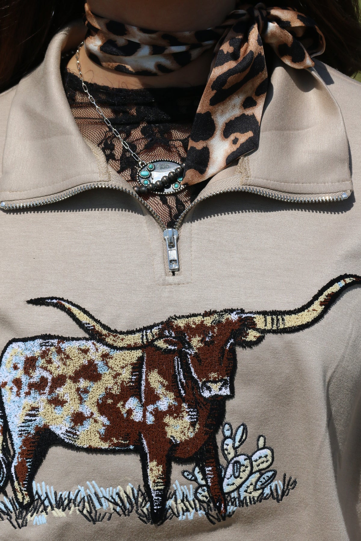 Tan Longhorn Pullover